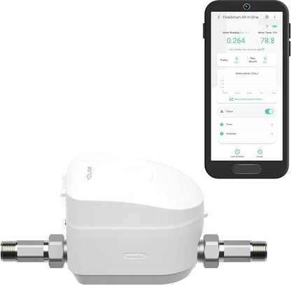 YoLink FlowSmart All-in-One Smart Water Management System, Ultrasonic Water Meter with Automated Valve Control, Real-Time Leak Detection, App-Enabled, 10-Year Battery Life