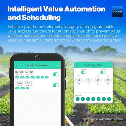 YoLink FlowSmart All-in-One Smart Water Management System, Ultrasonic Water Meter with Automated Valve Control, Real-Time Leak Detection, App-Enabled, 10-Year Battery Life